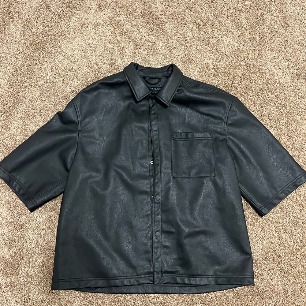 Zara Black Faux Leather Shirt